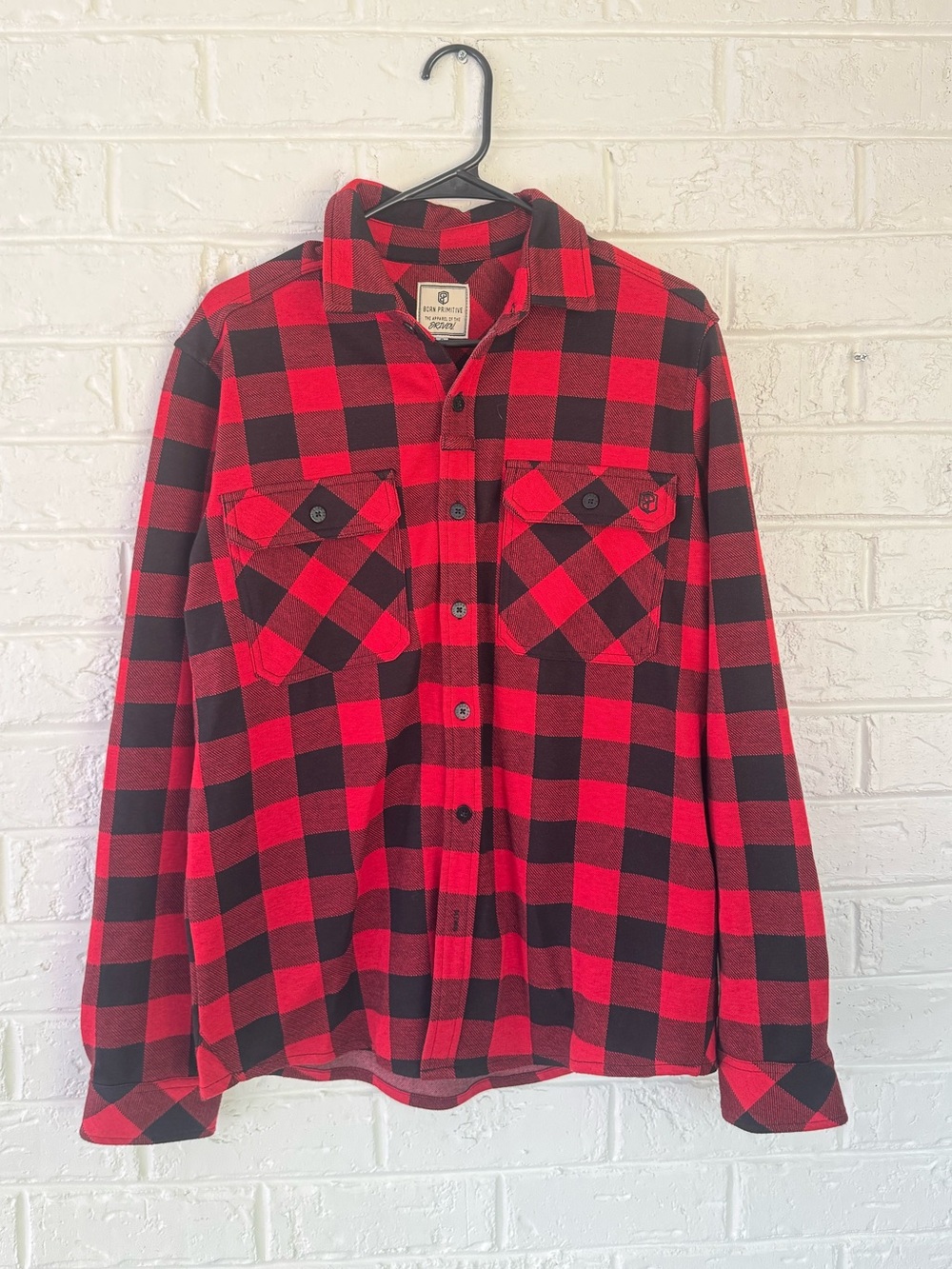 Born Primitive Classic Red & Black Buffalo Plaid Flannel Shirt - Men's